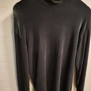 Ann Taylor Black Velour Mock Turtleneck sz L